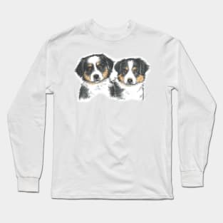 Black Tri Australian Shepherd Puppies Long Sleeve T-Shirt